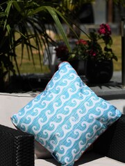 Navigate Blue Aruba 100% Cotton Outdoor Cushion - Image 1 of 3