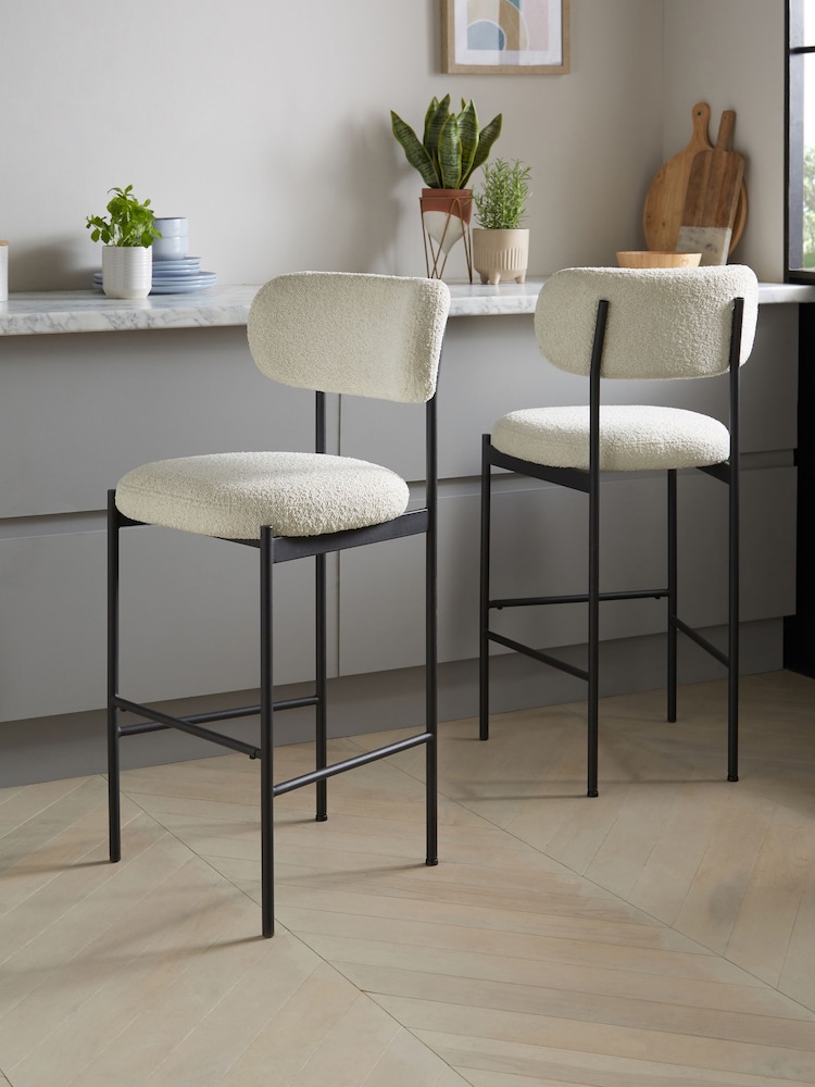 Casual Bouclé Oyster Aleia Bar Stool - Image 1 of 8