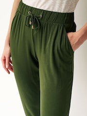 Dark Khaki Green Jersey Joggers - Image 5 of 7