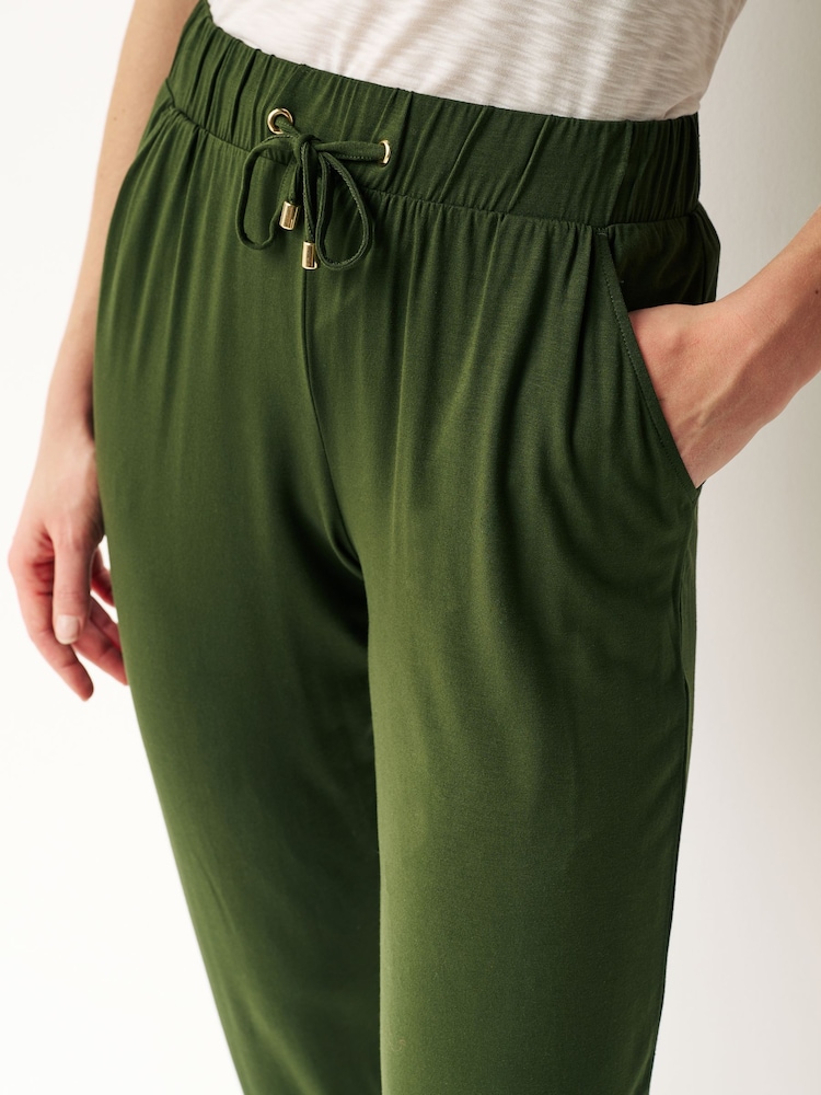 Dark Khaki Green Jersey Joggers - Image 5 of 7
