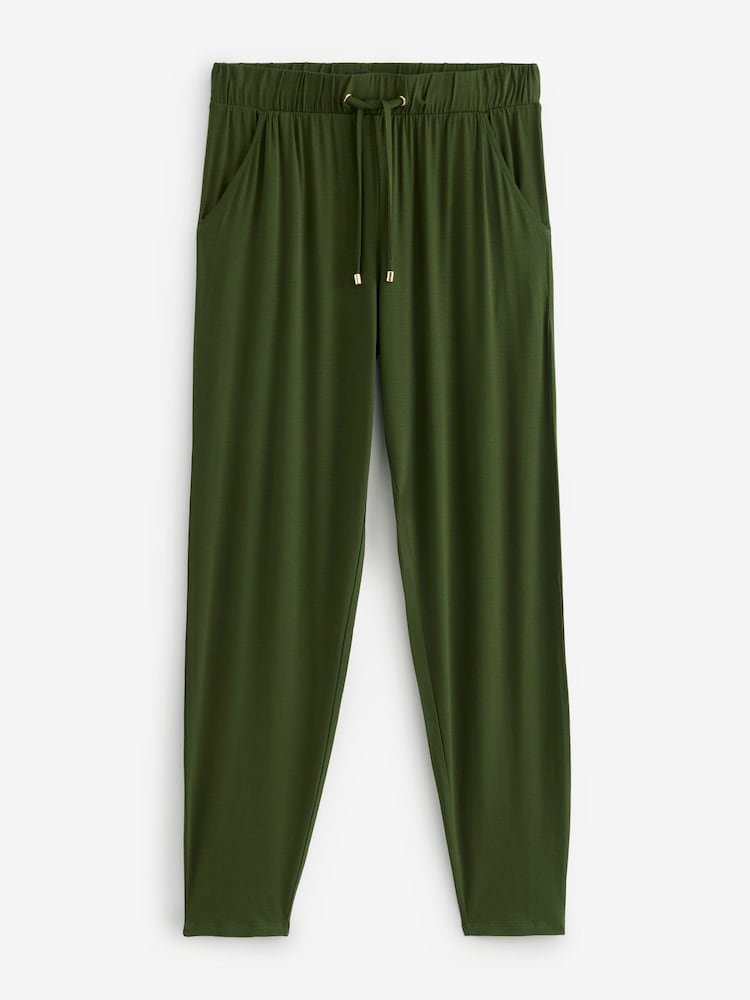 Dark Khaki Green Jersey Joggers - Image 6 of 7