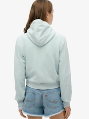 Svetlo nebeško modra - Superdry Essential Logo prirezana jopa s kapuco na zadrgo - Slika 2 iz 6