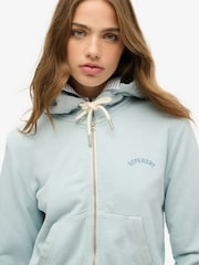 Svetlo nebeško modra - Superdry Essential Logo prirezana jopa s kapuco na zadrgo - Slika 3 iz 6