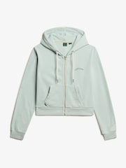 Svetlo nebeško modra - Superdry Essential Logo prirezana jopa s kapuco na zadrgo - Slika 5 iz 6