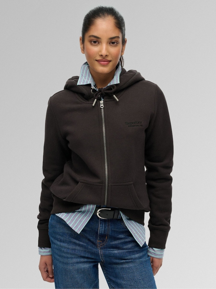 Superdry Black Essentials Logo Full-Zip Hoodie - Image 2 of 6