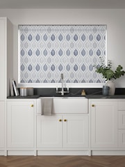 Blue Lino Leaf Made to Measure Roller Blind - Image 2 of 6