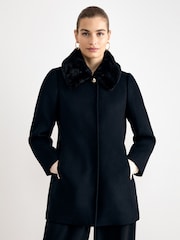 Phase Eight Black Issy Fur Collar Coat - Image 1 of 7
