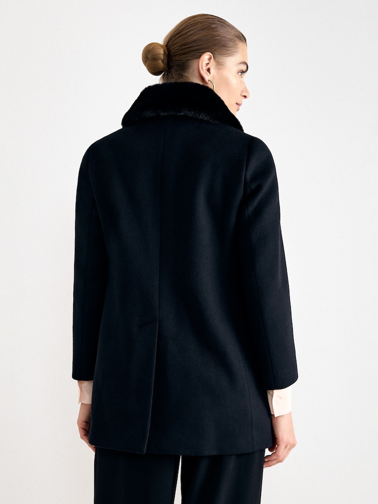 Phase Eight Black Issy Fur Collar Coat - Image 2 of 7 Phase Eight Black Issy Fur Collar Coat - Image 2 of 7