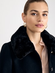 Phase Eight Black Issy Fur Collar Coat - Image 4 of 7