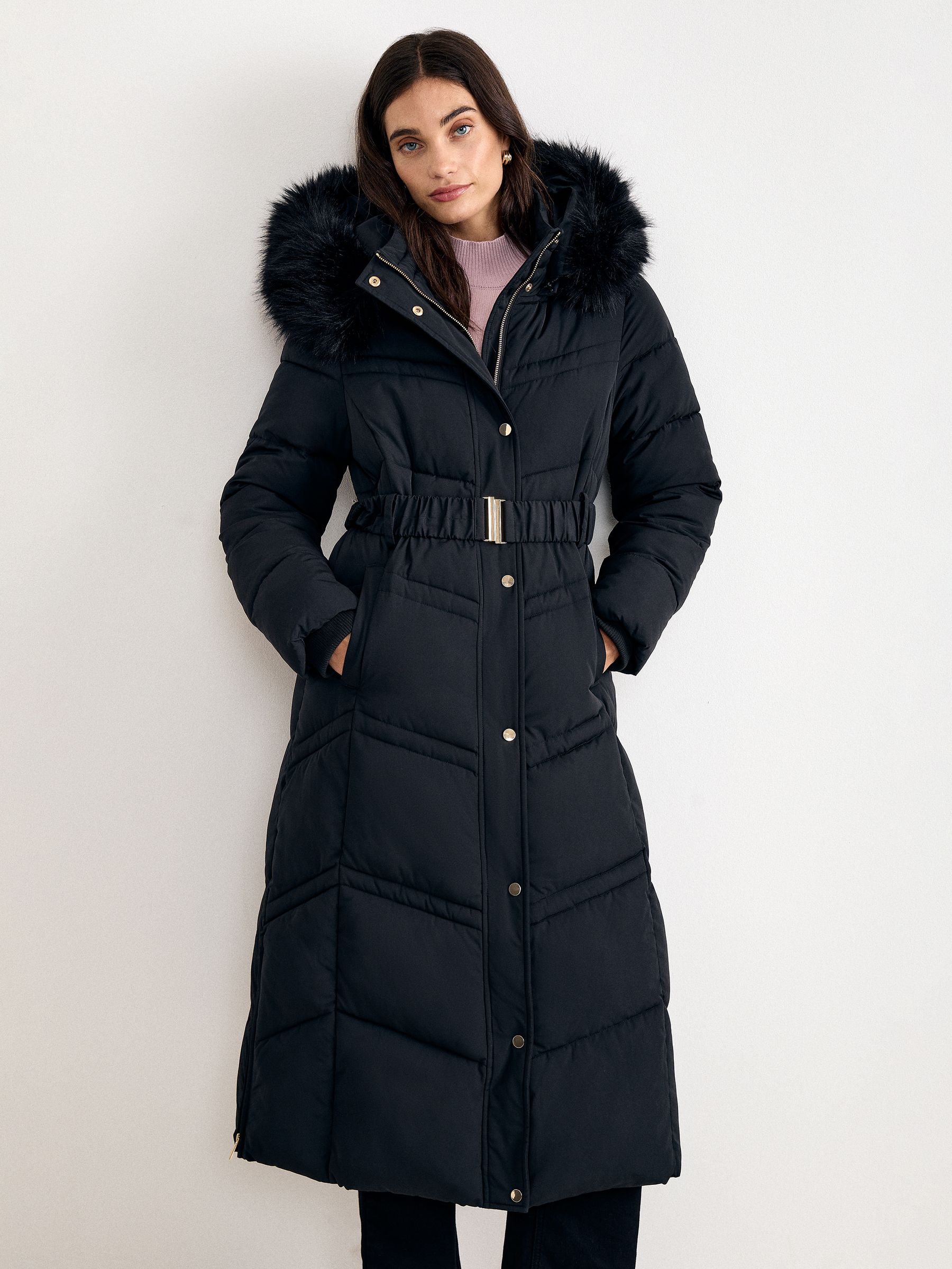 Phase Eight Women's Black Dixie Maxi Puffer Jacket In Size 18 - Image 1