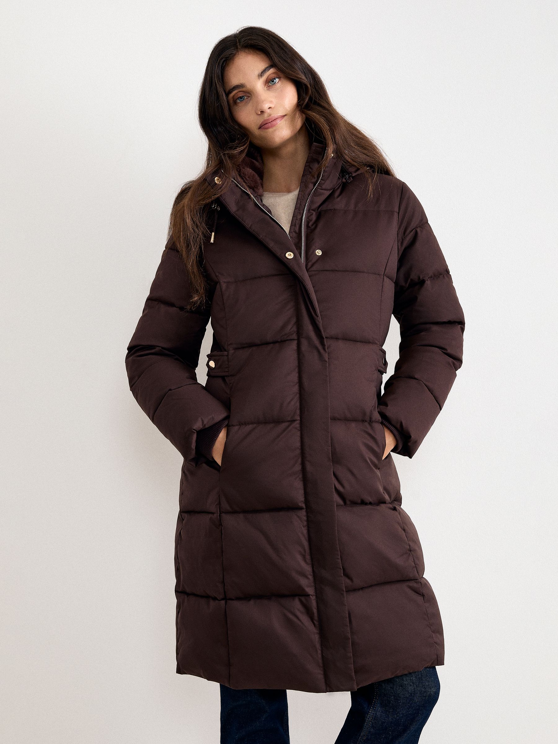 Phase Eight Women's Dark Brown Yasmine Puffer Coat In | : Size 18 - Image 5