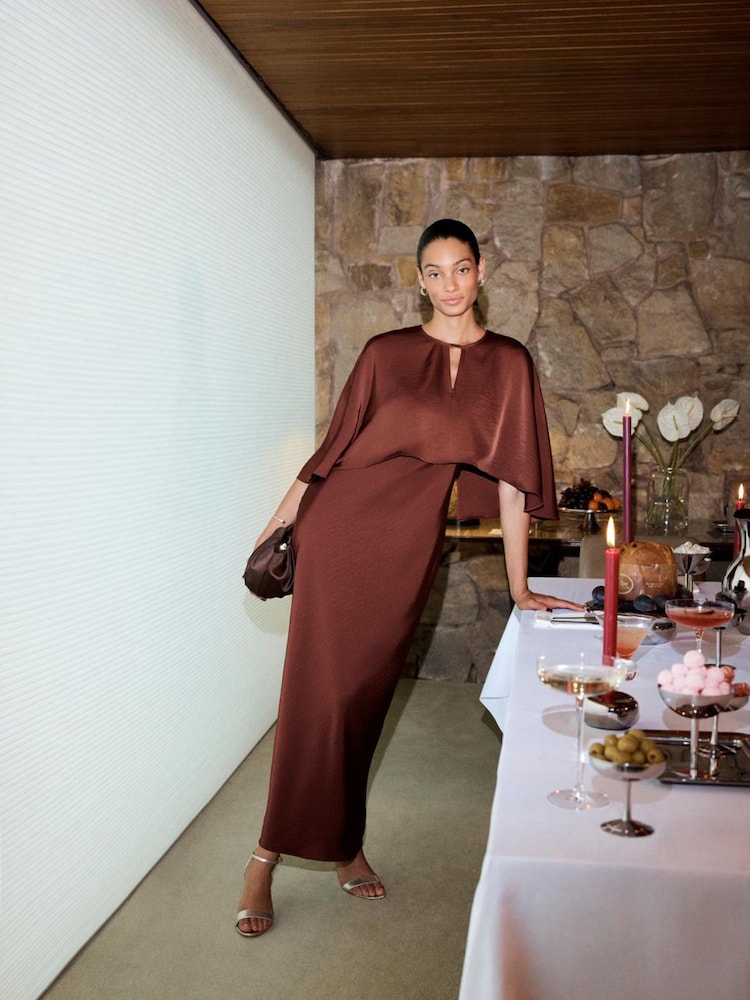 Phase Eight Brown Joni Cape Maxi Dress - Image 1 of 8
