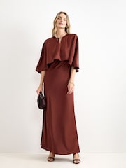Phase Eight Brown Joni Cape Maxi Dress - Image 2 of 8