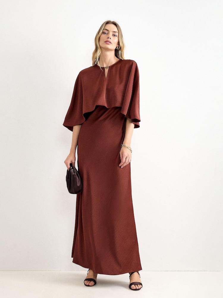 Phase Eight Brown Joni Cape Maxi Dress - Image 2 of 8