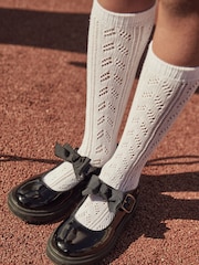 Black Patent Standard Fit (F) Bow Chunky Mary Jane School Shoes - Image 1 of 7