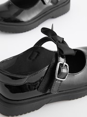 Black Patent Standard Fit (F) Bow Chunky Mary Jane School Shoes - Image 7 of 7
