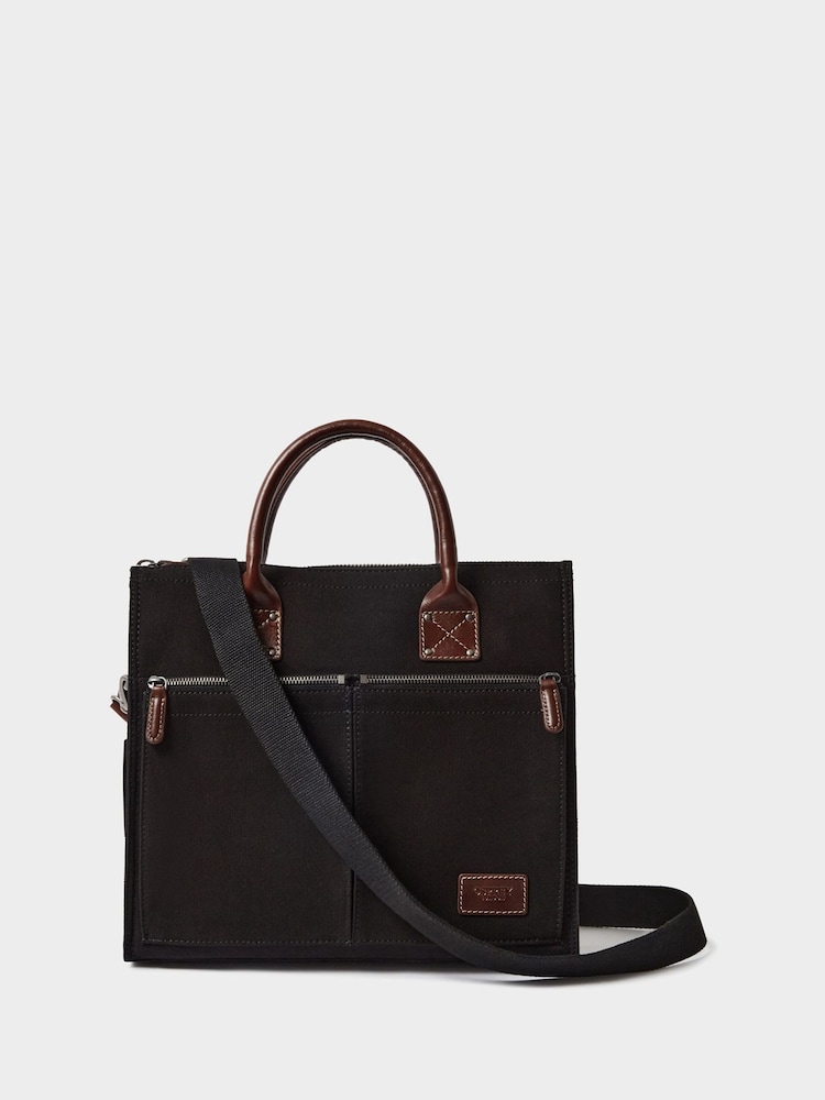 Osprey London Black The Stockholm Canvas Messenger Bag - Image 2 of 6 Osprey London Black The Stockholm Canvas Messenger Bag - Image 2 of 6