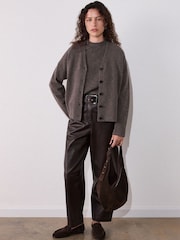 Whistles Nude Wool V-Neck Cardigan - Image 3 of 4