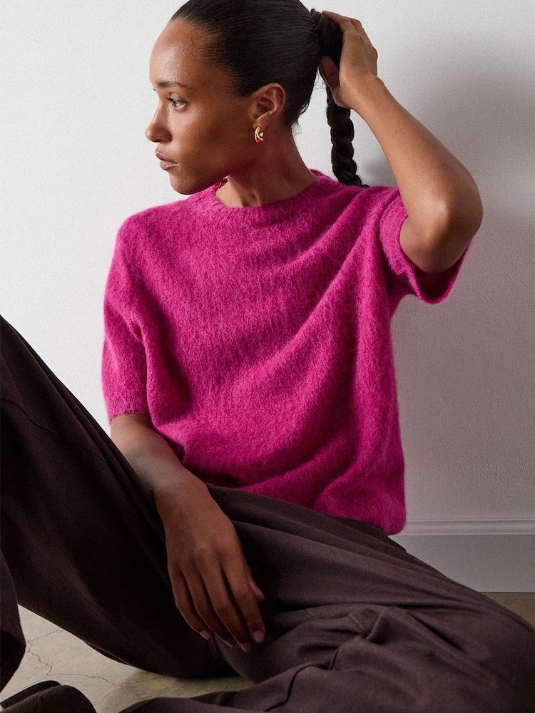 Whistles Pink Mix Knitted T-Shirt - Image 2 of 4