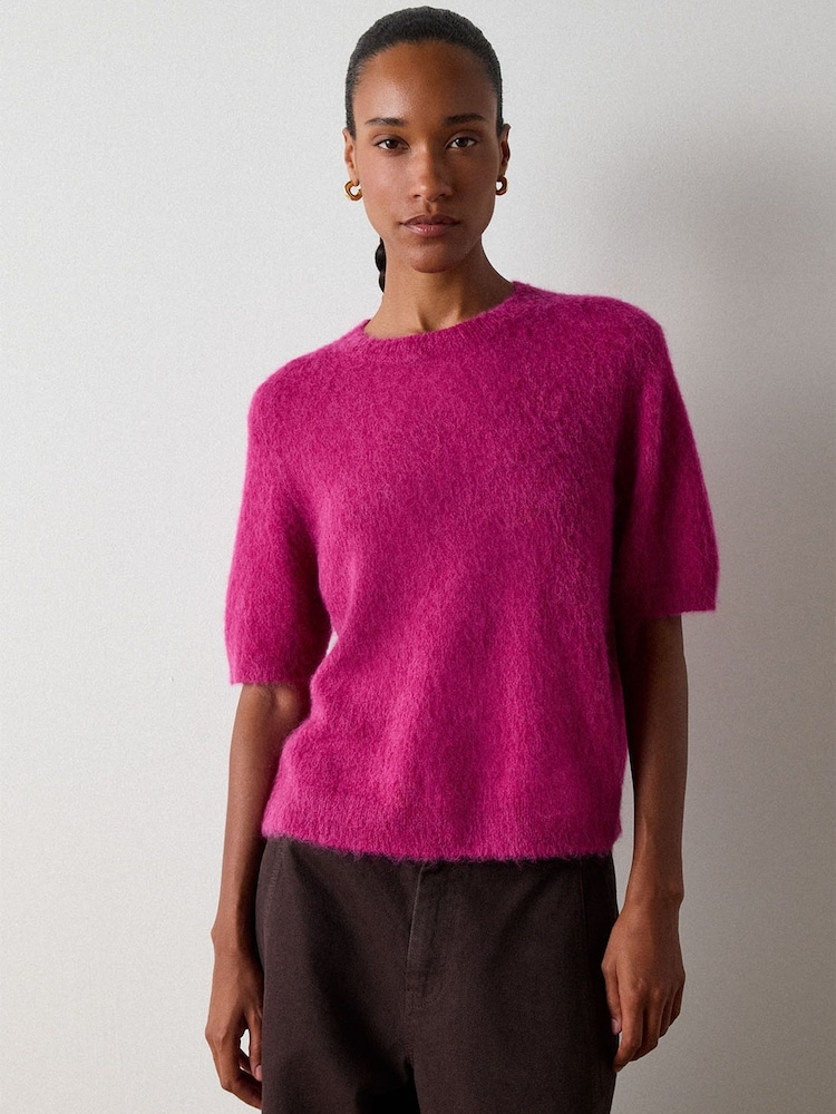 Whistles Pink Mix Knitted T-Shirt - Image 4 of 4