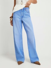 River Island Blue High Rise Relaxed Straight Jeans - Image 3 of 4