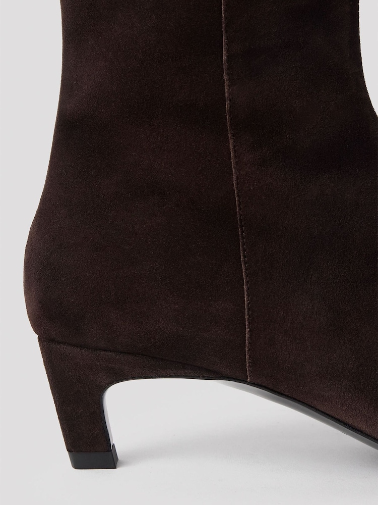 Whistles Brown Kitten Heel Suede Ankle Boots - Image 2 of 3