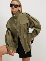 River Island Green Petite Utility Drawstring Jacket - Image 1 of 4