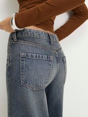 River Island Blue High Rise Relaxed Straight Jeans - Image 4 of 4