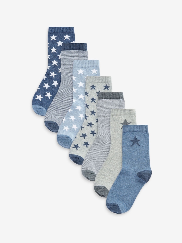 Blaue Sterne - Socken mit hohem Baumwollanteil, 7er-Pack - Bild 1 von 9 Blaue Sterne - Socken mit hohem Baumwollanteil, 7er-Pack - Bild 1 von 9