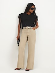 River Island Brown Petite High Rise Straight leg Jeans - Image 1 of 4