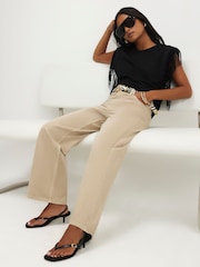 River Island Brown Petite High Rise Straight leg Jeans - Image 3 of 4