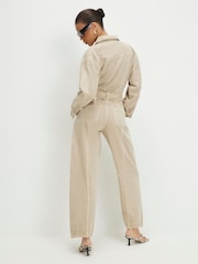 River Island Brown Long Sleeve Belted Barrel Leg Jumpsuit - Image 3 of 4