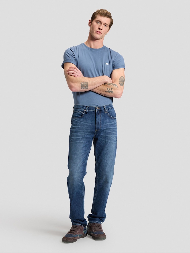 Lee Blue West Love It Loud Regular Straight Mid Washed Jeans - Image 1 of 6