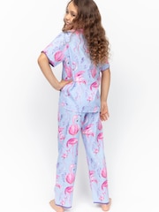 Minijammies Blue Flamingo Print Short Sleeve Pyjamas Set - Image 3 of 4