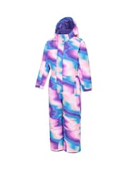 Mountain Warehouse Purple Cloud Printed Kids All in One Waterproof Snowsuit - Image 3 of 5