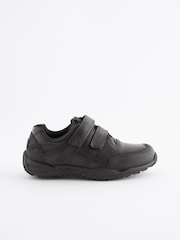 Black Extra Wide Fit (H) School Leather Double Strap Shoes - Image 2 of 9
