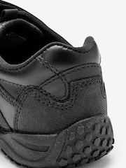Black Extra Wide Fit (H) School Leather Double Strap Shoes - Image 5 of 9