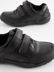 Black Extra Wide Fit (H) School Leather Double Strap Shoes - Image 6 of 9