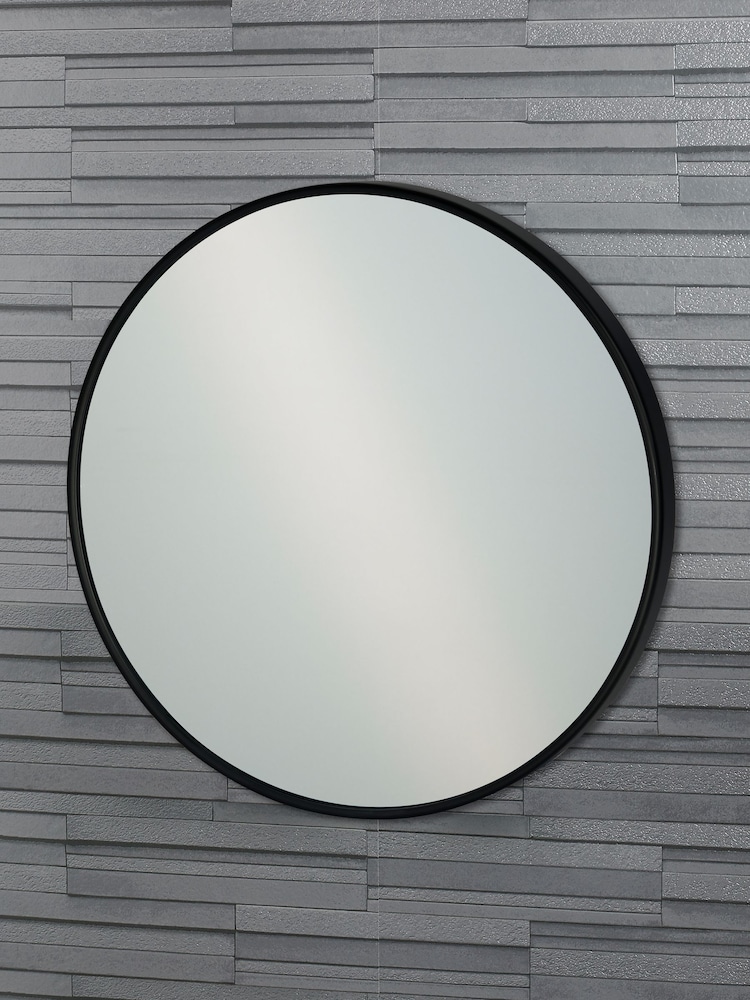 Showerdrape Black Portobello Round Metal Framed Bathroom Mirror - Image 1 of 4