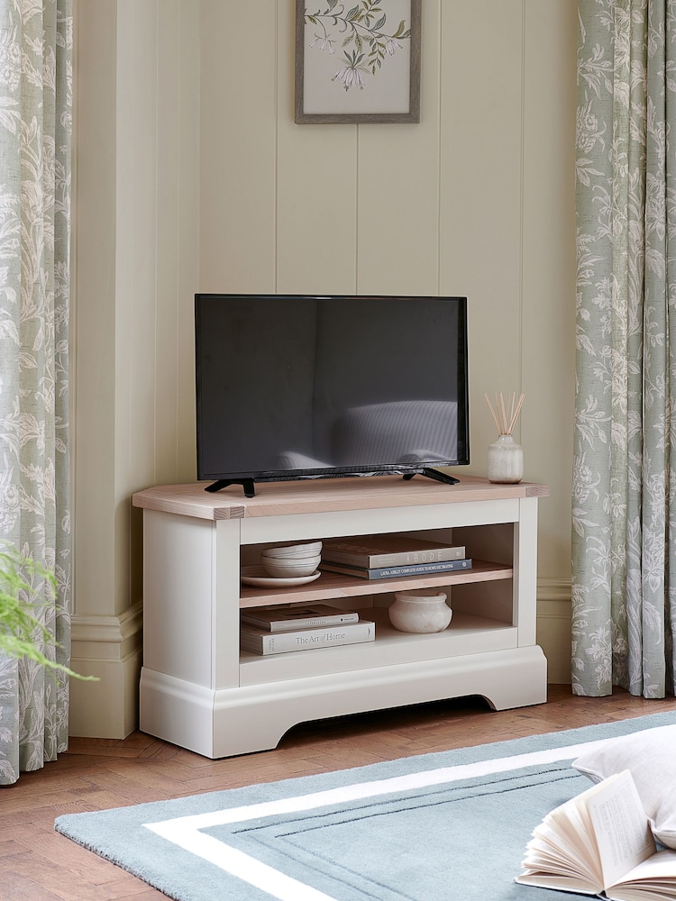 Laura Ashley White Dorset Corner TV Stand - Image 1 of 8