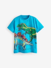 Multi Dino Regular Fit Graphic Short Sleeve 100% Cotton T-Shirts 3 Pack (3-14yrs) - Image 2 of 8
