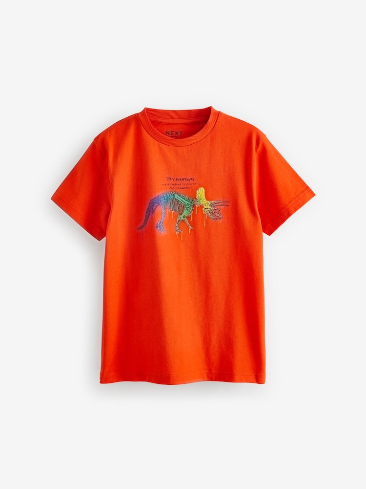 Multi Dino Regular Fit Graphic Short Sleeve 100% Cotton T-Shirts 3 Pack (3-14yrs) - Image 3 of 8