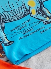 Multi Dino Regular Fit Graphic Short Sleeve 100% Cotton T-Shirts 3 Pack (3-14yrs) - Image 6 of 8