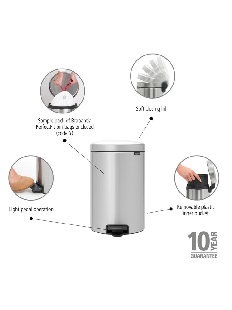 Brabantia Metallic Grey NewIcon 20L Pedal Bin - Image 5 of 5