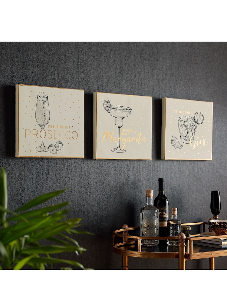 Art For The Home Gold Drinks Collection Trio Wall Art - Image 1 of 1