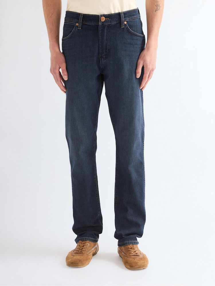 Wrangler Dark Blue Redford Moonlit Regular Tapered Jeans - Image 1 of 5 Wrangler Dark Blue Redford Moonlit Regular Tapered Jeans - Image 1 of 5