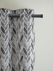Grey Next Collection Luxe Heavyweight Velvet Leaf Eyelet Lined Curtains - Image 1 of 6