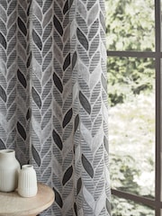 Grey Next Collection Luxe Heavyweight Velvet Leaf Eyelet Lined Curtains - Image 5 of 6