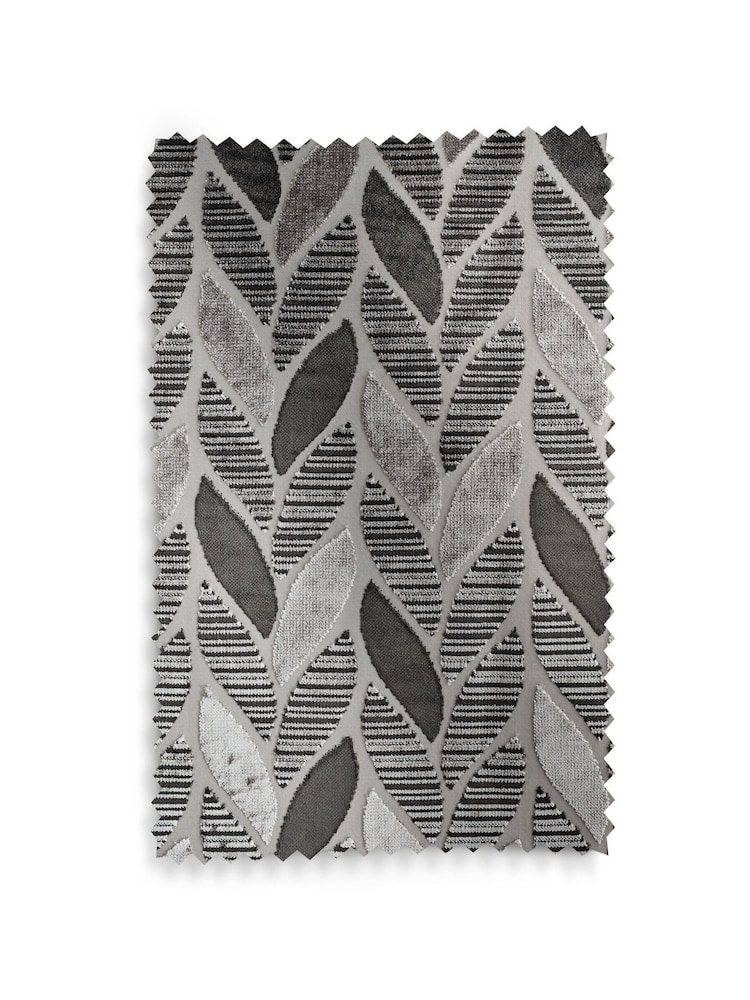 Grey Next Collection Luxe Heavyweight Velvet Leaf Eyelet Lined Curtains - Image 6 of 6