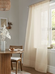 Natural Textured Voile Slot Top Unlined Sheer Panel Curtain - Image 1 of 5
